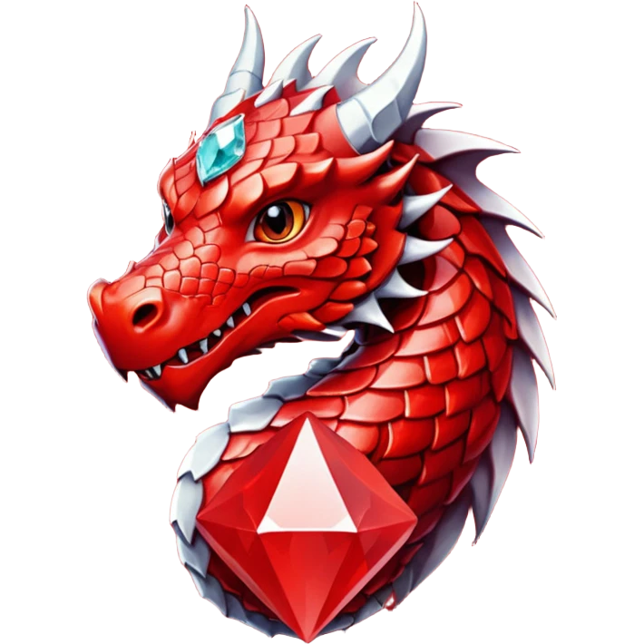 red dargon with the logo behind of a red cirlce with dimond shave with a cube red achritey emoji