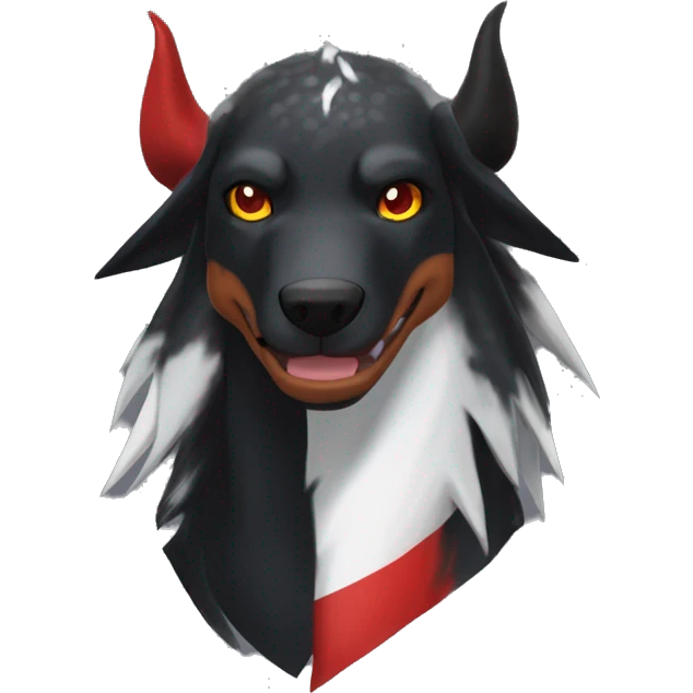 Black Cool Edgy Nargacuga-Houndoom-Fakémon  with White and Red Edgy markings emoji