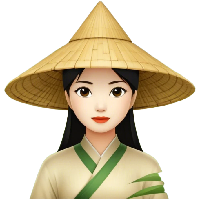 ​Cinematic Realistic Traditional Vietnamese Nón Lá, depicted as a delicately crafted conical hat made of bamboo and palm leaves with subtle texture and natural wear, set against a serene rural backdrop bathed in warm, soft sunlight, evoking authentic cultural heritage, emoji