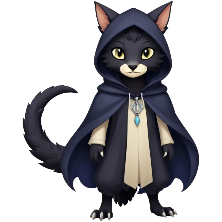 Kawaii dark edgy fantasy ethereal feline-vernid-sergal-fursona animal creature with a tufted tail full body emoji