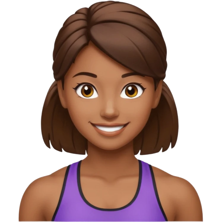 fitness girl, dark eyes, highlighted hair, brown skin emoji