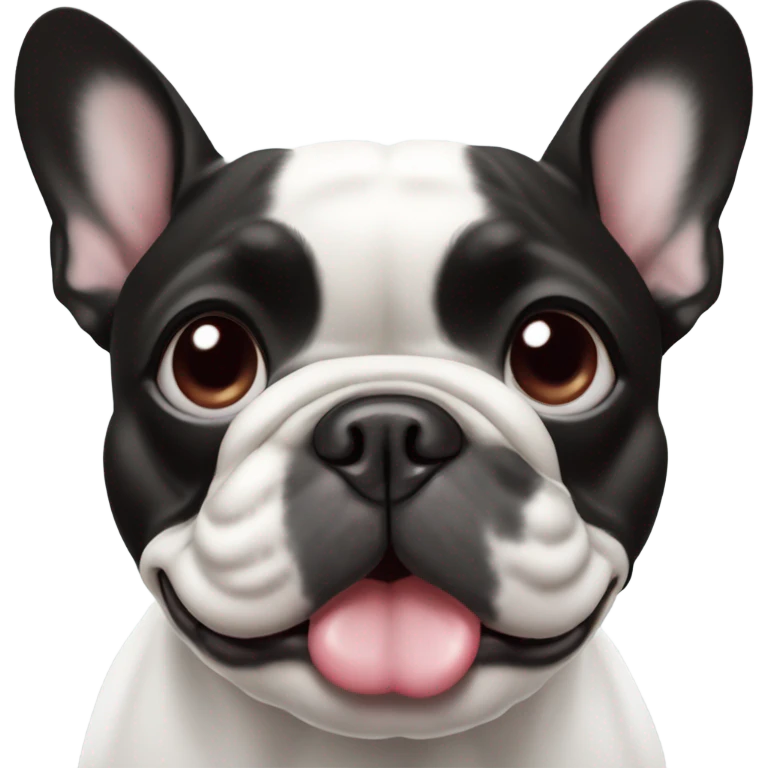 Black and white french bulldog with heart eyes emoji