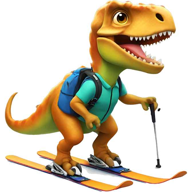 Dinosaur on ski wearing a cap emoji