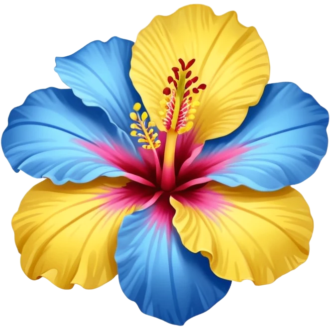 Pretty hibiscus with yellow and blue emoji