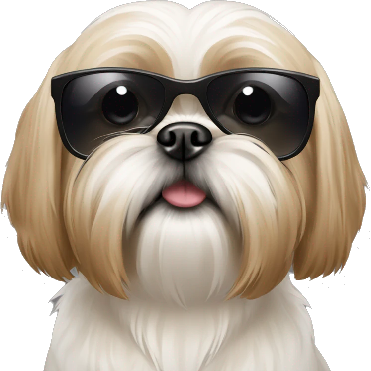 Tan Shih Tzu with dark sunglasses emoji