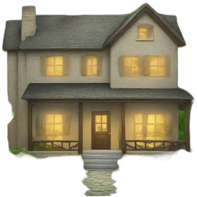 house with forrest behind it emoji