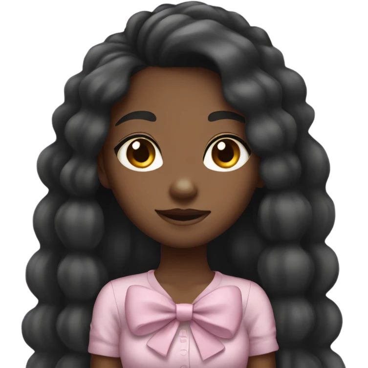 cute black girl with cute long hair and a bow emoji