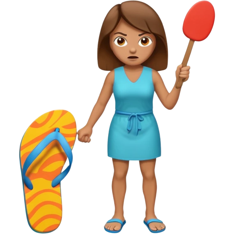 an angry mother with a flip-flop in her hand, ready to hit someone emoji