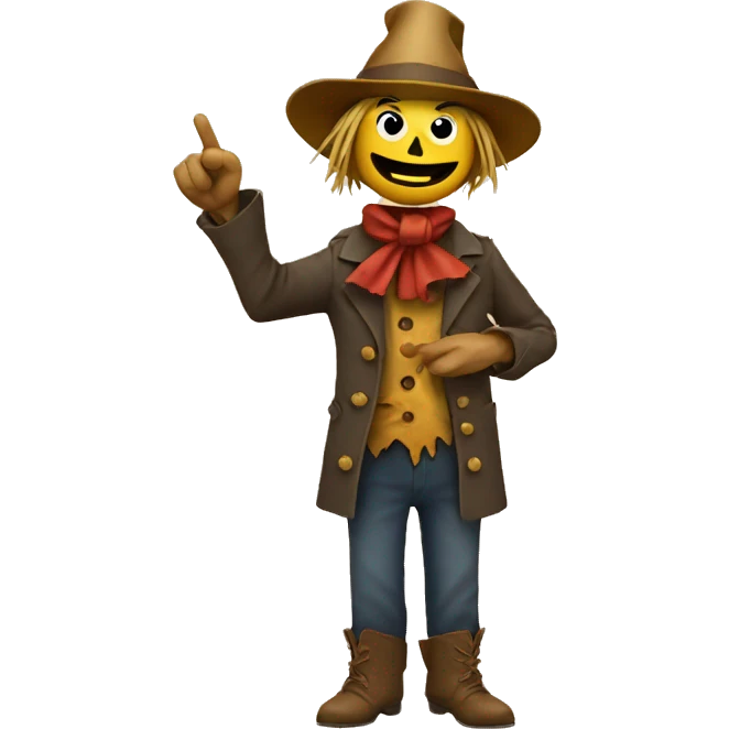 Scarecrow pointing fingers in different directions emoji