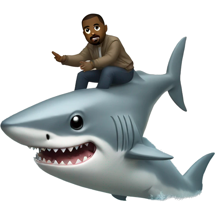 kanye west riding a shark emoji