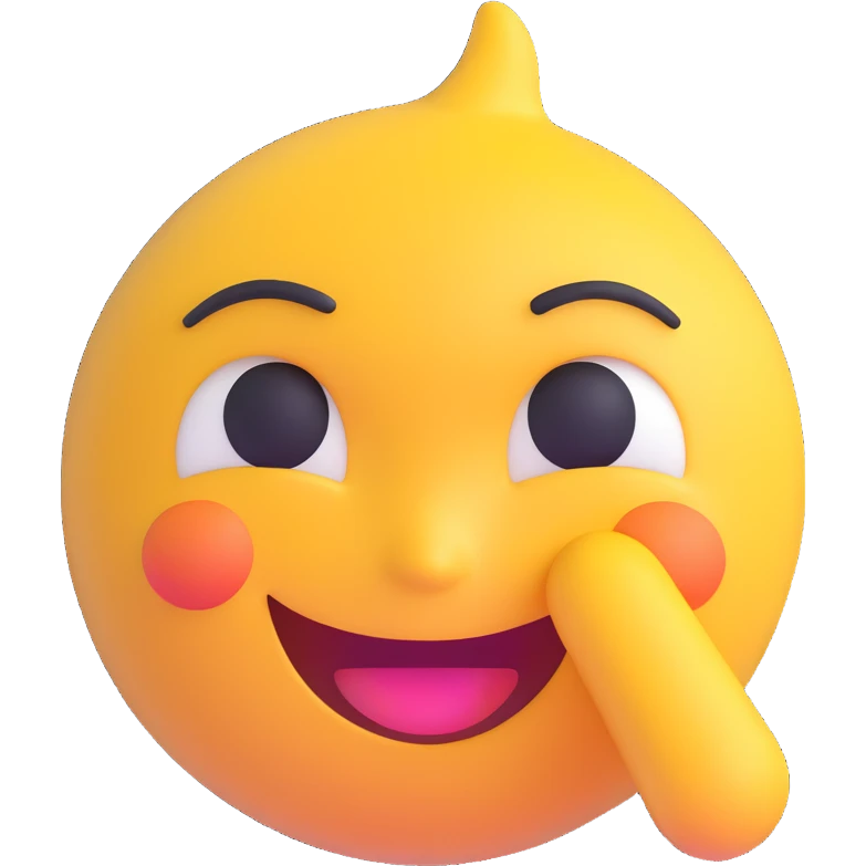 emoji with a big smile but a single tear, masking sadness with happiness emoji