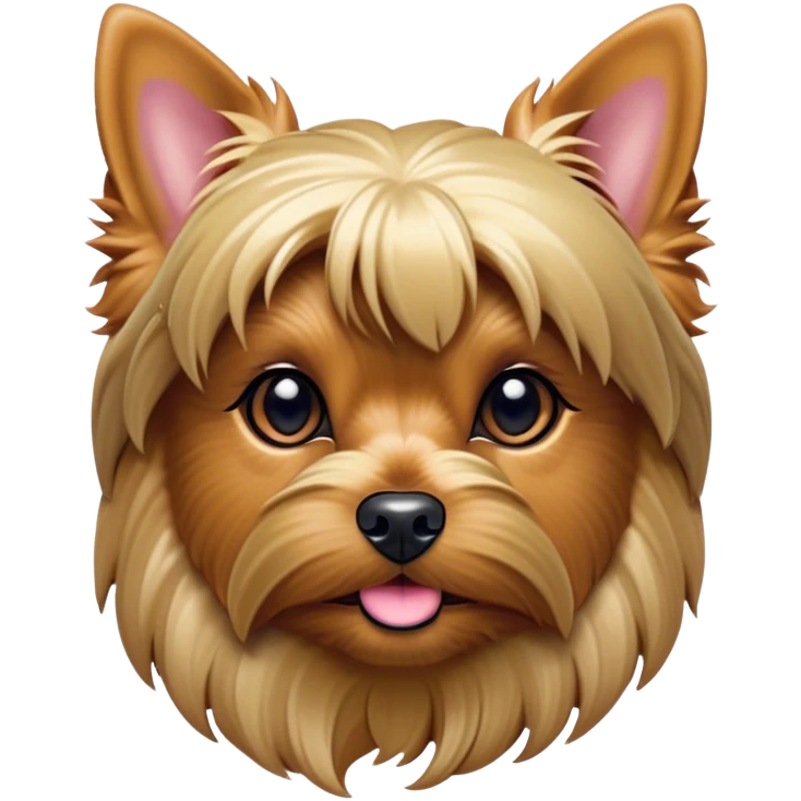 Cinematic Noble Yorkshire Terrier Portrait Emoji, Exuding refined charm and dignified poise, with a lustrous, silky fur in rich, deep hues, alert eyes and a confident expression, simplified yet exquisitely detailed, glowing with a soft, aristocratic radiance, high shine, embodying intelligent grace and classic elegance, soft glowing outline, capturing the essence of a regal Yorkshire Terrier ready to rule the screen with effortless sophistication! emoji