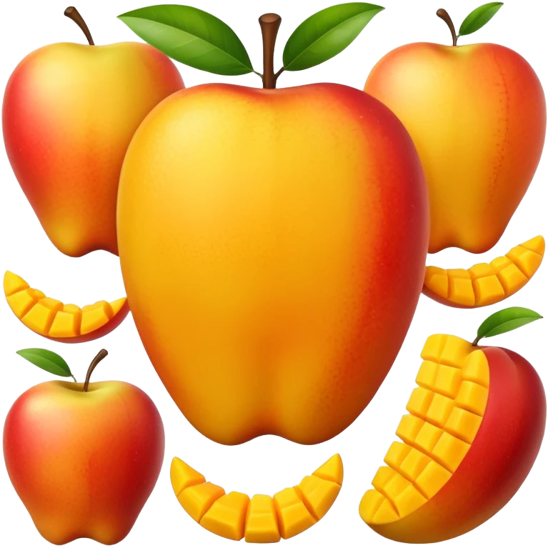 mango peeled and cubed apple emoji style emoji