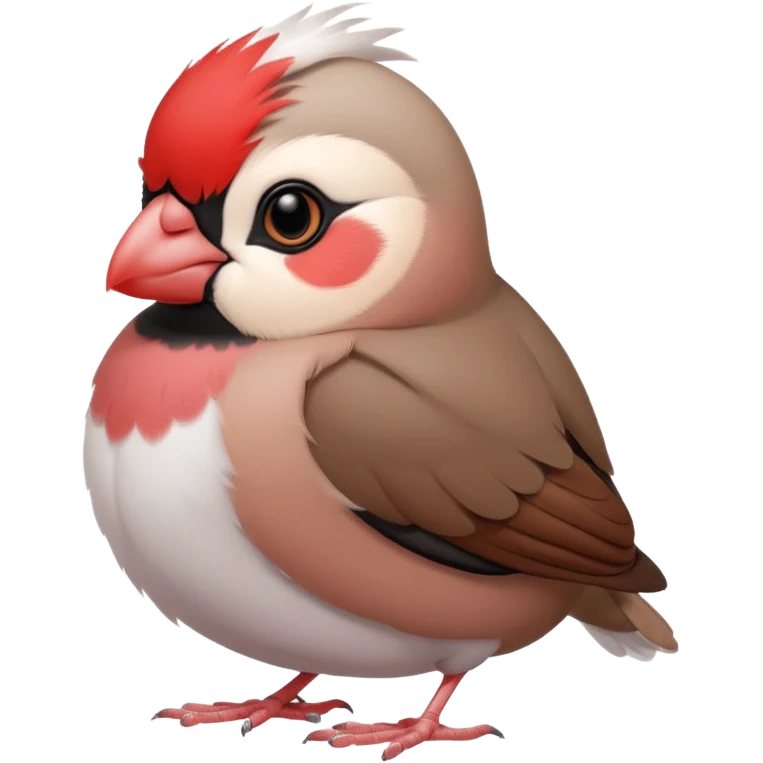 Java sparrow squashed by two hands like 🫸🫷 emoji