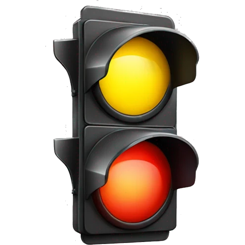 a red/yellow color traffic light with yellow lit emoji