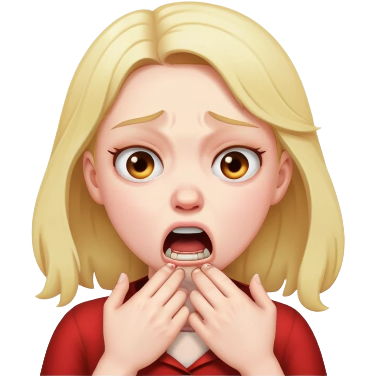 girl choking herself fuming and angry emoji