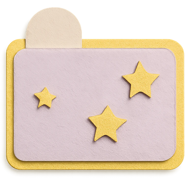 soft pastel cute tab divider with tiny stars with a yellow border emoji