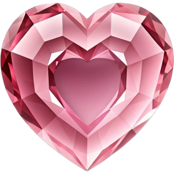 Hyperrealistic heart shaped detailed isolated Garnet Rose Quartz crystal, 8k hd, 600 dpi emoji