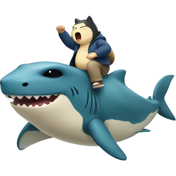 Snorlax riding a shark emoji