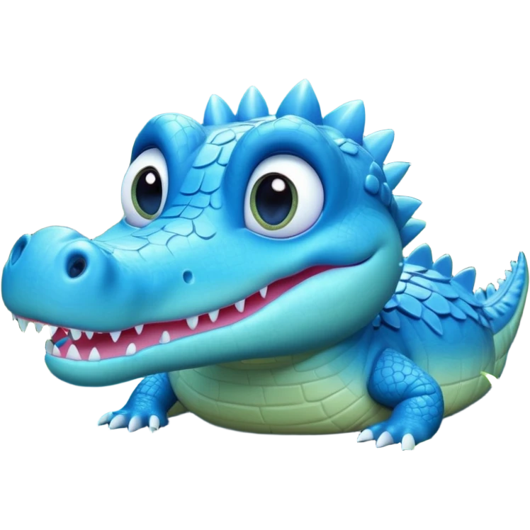 "Cute 3D blue crocodile, Disney style, big eyes, magical glowing swamp, whimsical lighting, 8k render." emoji