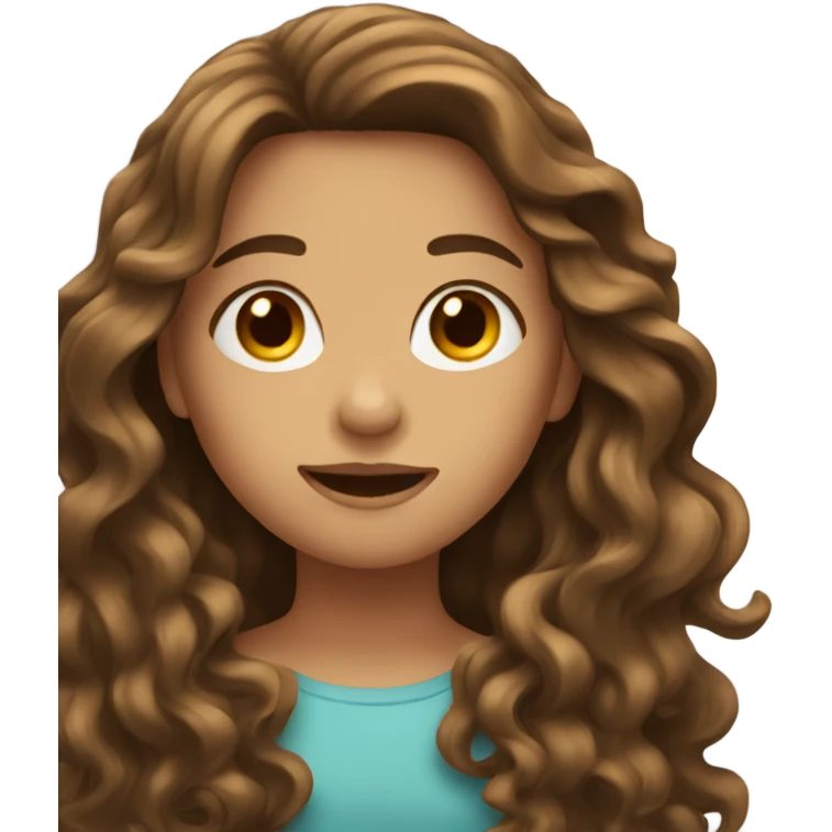 Girl with long brown wavy hair emoji