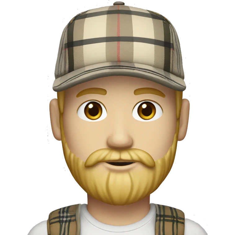 guy with white skin burberry pattern cap and blonde beard emoji
