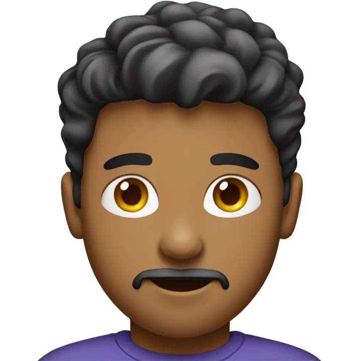 Young mixed man with a goatee wearing a collared t shirt emoji