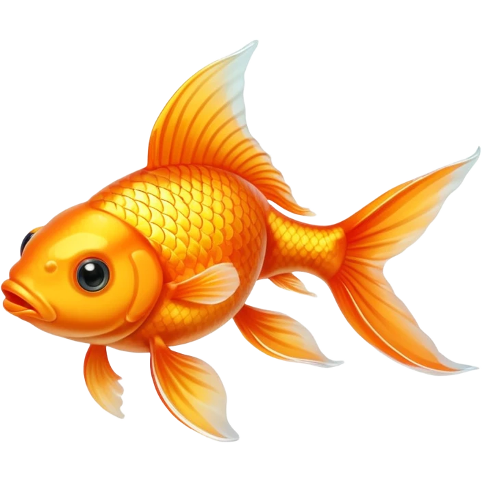 Goldfish with orange body and flowing tail emoji