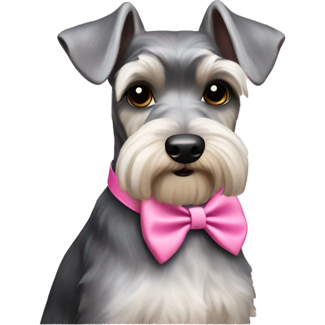 Miniature Schnauzer in pink collar bow old money emoji