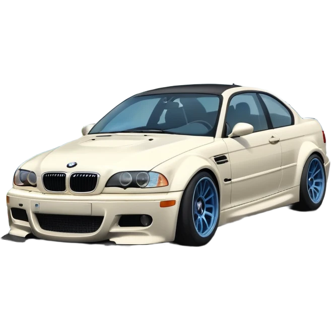 As the BMW M3 E46 drifts around a corner, a slight wisp of smoke should rise from its rear, and its wheels should appear at a certain angle to the turn. Merge the car with the road so it doesn't disappear emoji