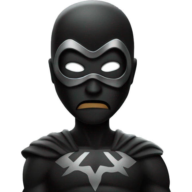 A dark, blackened, masked antiheroic superhero emoji
