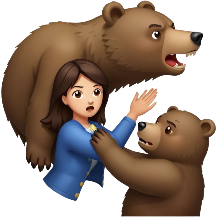 Brunette getting attacked by a bear emoji