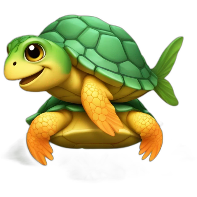 Poisson sur une tortue emoji