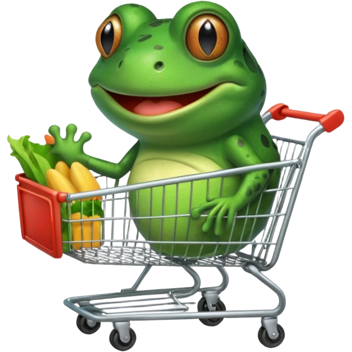 bufo meme frog using a shopping card emoji