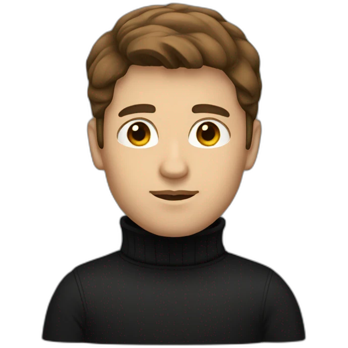 male brown haired designer with black turtleneck emoji