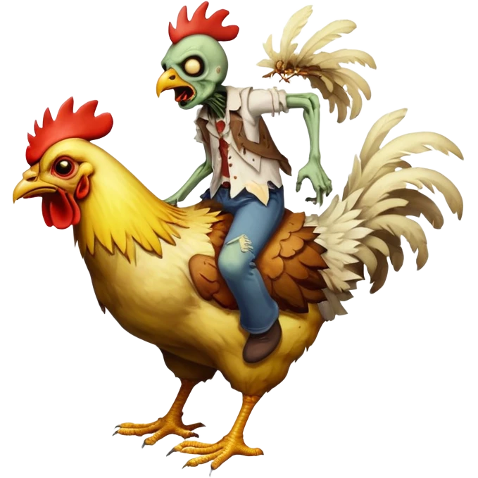 Zombie riding a chicken emoji