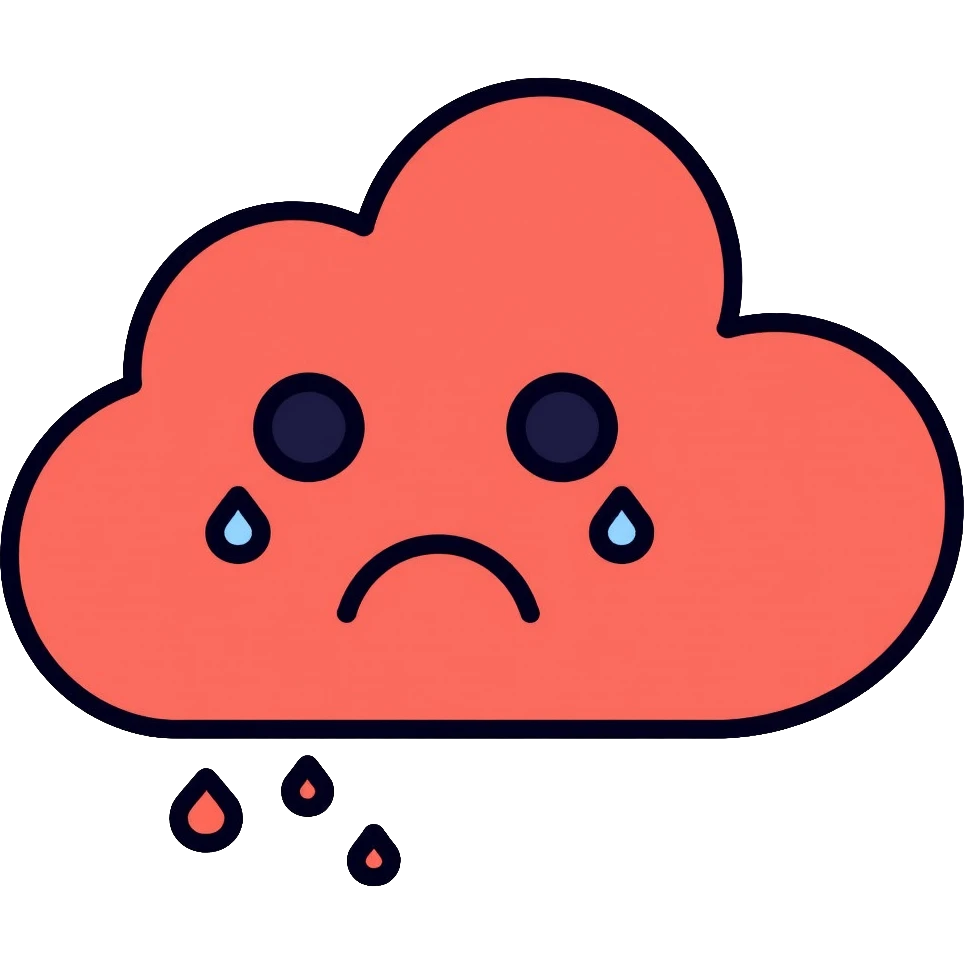 red cloud with sad face crying teardrops emoji