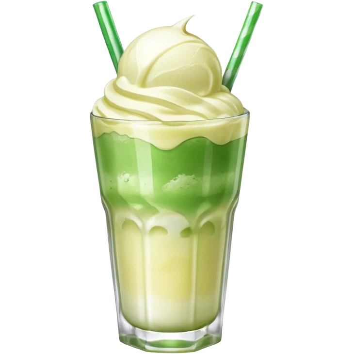 Japanese cream soda green on a glass with ice and vanilla 1 scoop on top emoji