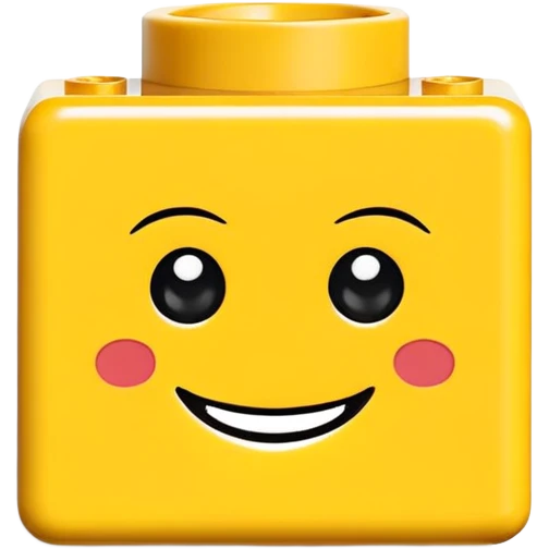 A single Lego-style brick with a cute smiling face emoji