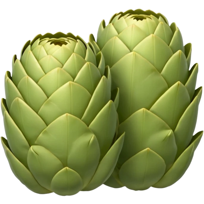 two or three artichoke bottoms with soft rounded cup shape, pale green to light yellow color, smooth slightly fibrous surface, natural ridges, moist tender appearance, no can plate or garnish, soft lighting, subtle shadows, emoji scale emoji