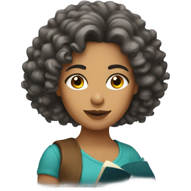 latina with curly hair reading emoji