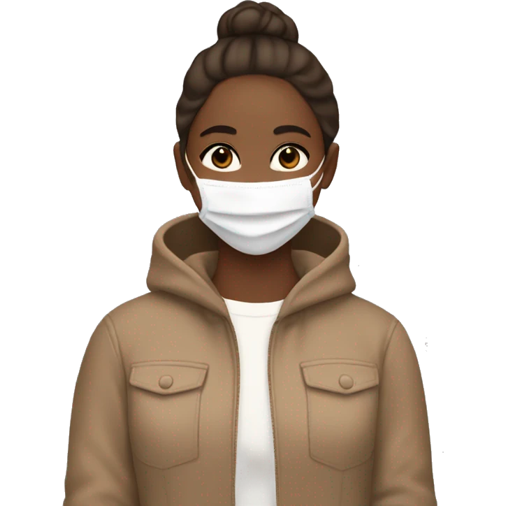 aesthetic girl wearing facemask tan skin brown hair emoji