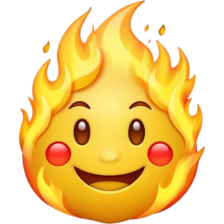 smiling yellow emoji with fire surrounding them emoji