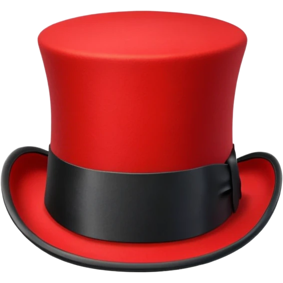 red top hat with black band without bow, classic shape emoji