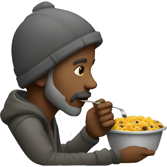 Homeless man eating emoji
