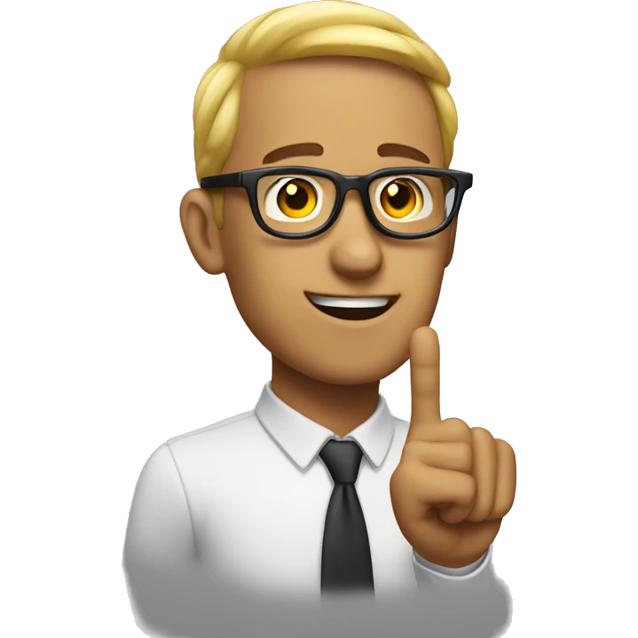 create nerd emoji who has glasses and his finger up emoji