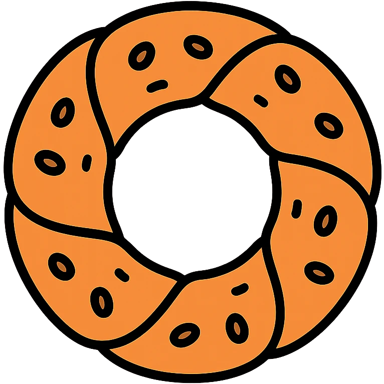 simit, Turkish sesame bread ring colored icon with sesame seeds emoji