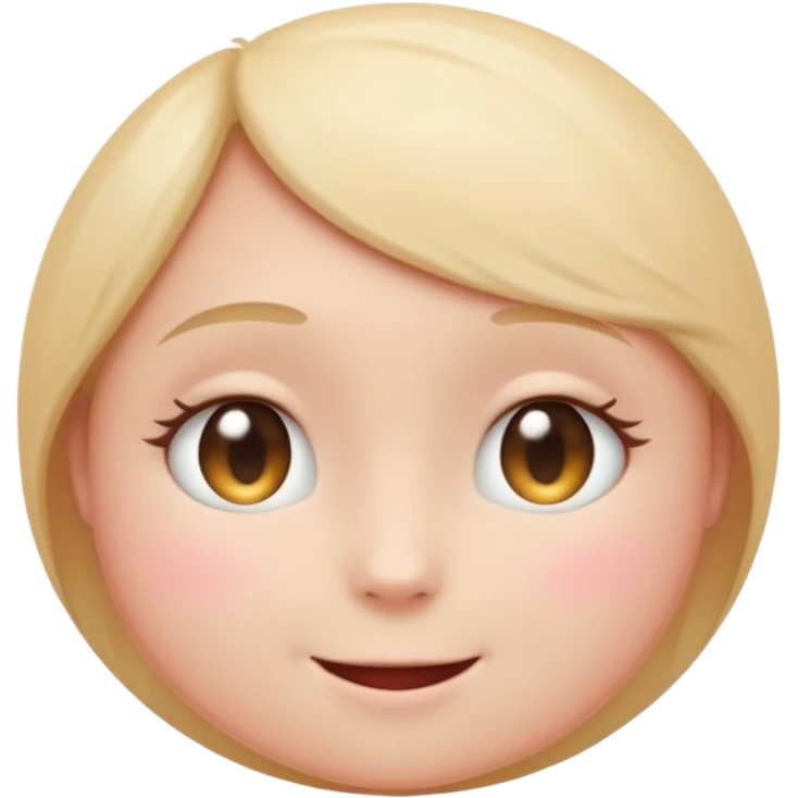 “Pastel round emoji with shy sparkling eyes, gentle blush, trembling smile, hidden heart, soft glow—expressing quiet love, vulnerability, and tender emotions no hair emoji