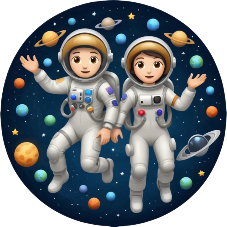 Man and a woman flying through the universe emoji