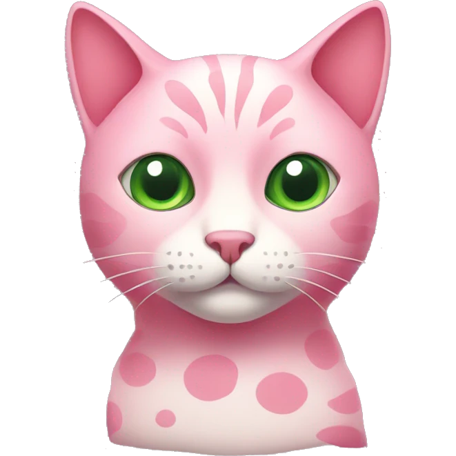 Pink cat with green patterns emoji